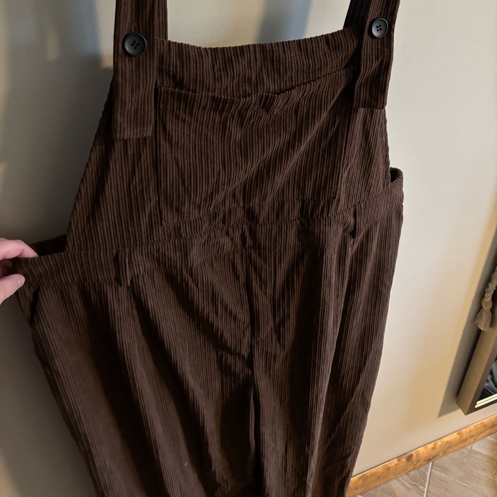 Brown Women's Corduroy Overalls Jumpsuit - Picture 3 of 5